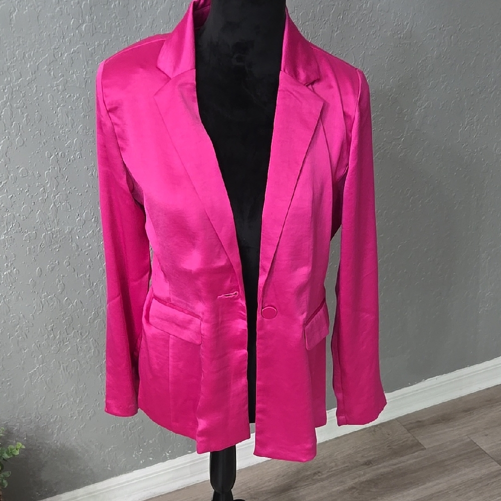 Hot Pink Tailored Blazer with Notched Lapels